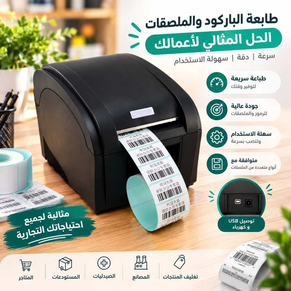 Xprinter XP-365B Thermal barcode and Label Printer